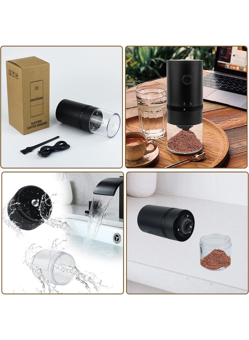 USB Rechargeable Electric Burr Coffee Grinder, Portable 4-Cup Conical Burr Grinder with Adjustable Grind Settings for Espresso, Drip, Pour Over, French Press, and Arabic Coffee, Elegant Black - Image 4